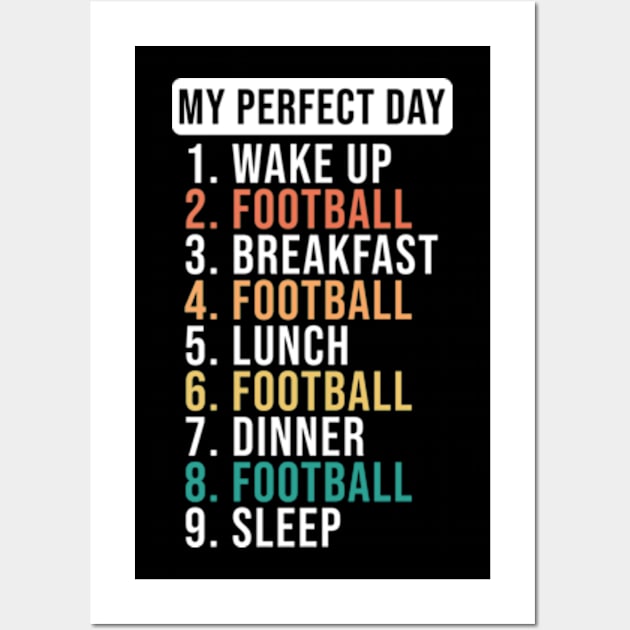 Eat Sleep Football Repeat Funny Gift For Football Lovers Wall Art by JaiStore